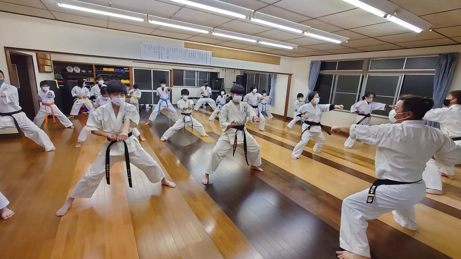 Karate training at Misawaji Temple Dojo