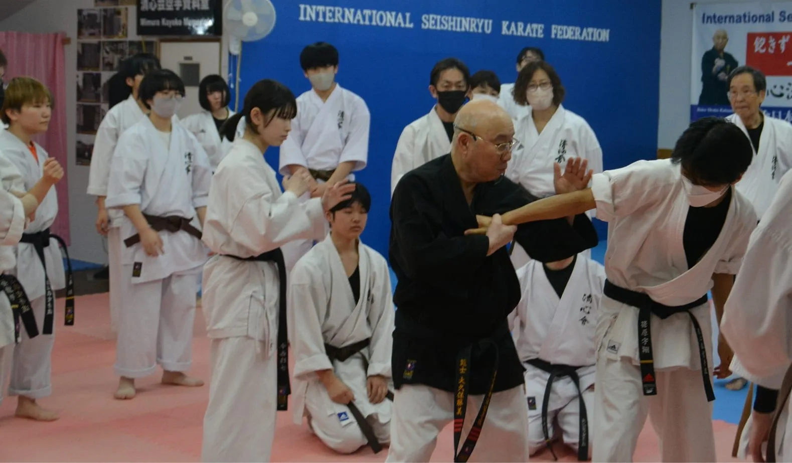 Shihan demonstrating a technique at the Seishinkai headquarters dojo